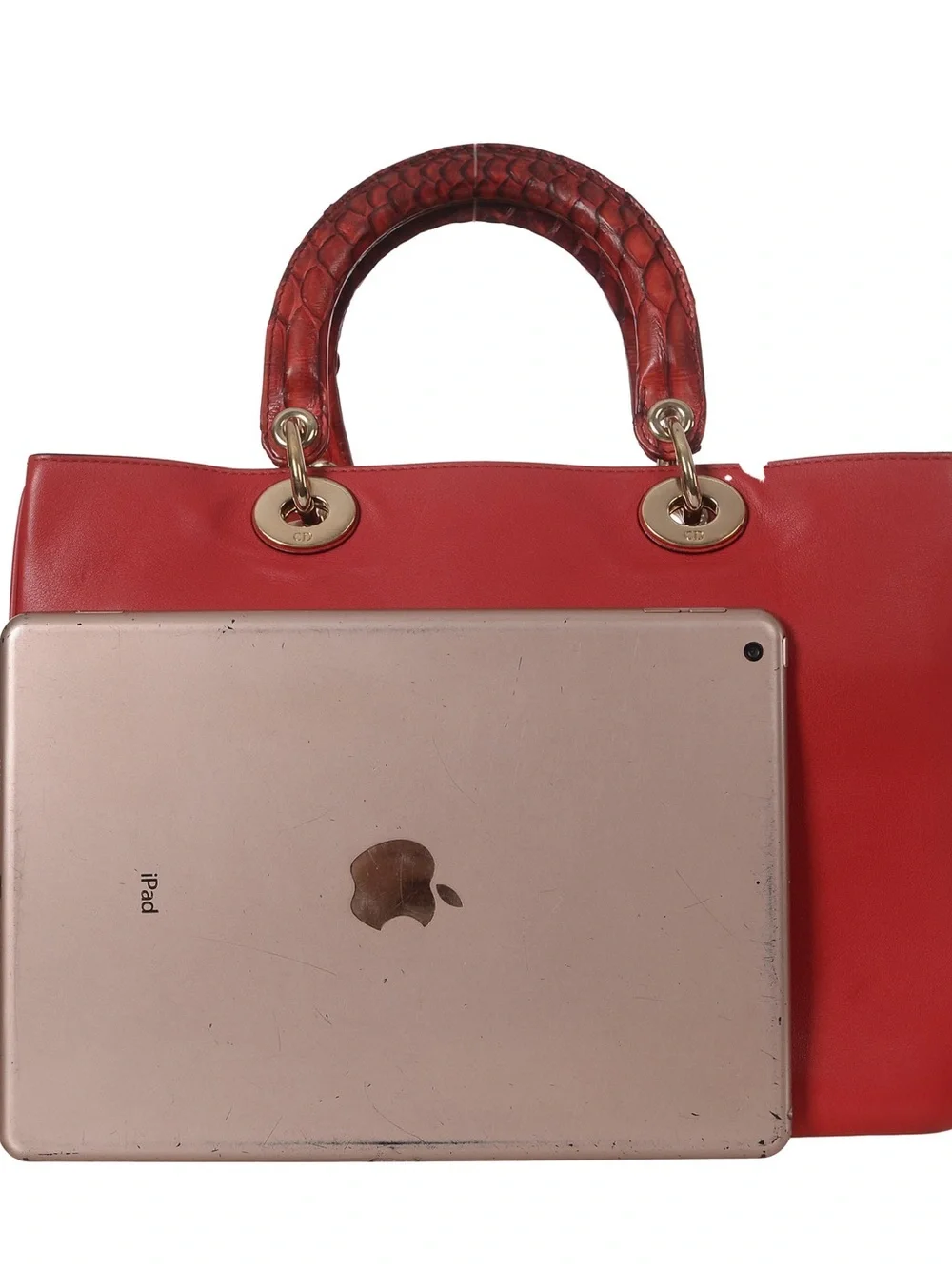 ♥️Dior Red Diorissimo Loho Large Designer Top-Handle Tote with Gold Hardware ♥️